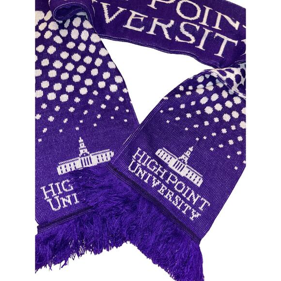 High Point University Scarf - HPU Panthers Knitted Classic Purple White Reverse - Picture 3 of 6
